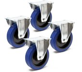 Juego de 4 ruedas fijas 160 mm ruedas de plástico placa de montaje máx. 300 kg/rueda