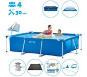 Paquete de piscina - intex - rectángulo - 220x150x60 cm + accesorios cb97