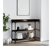 Mesa consola con estantes de roble ahumado 100x30x80 cm