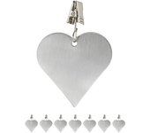 Relaxdays set de 8 sujeta manteles, pinzas decorativas, pesos hule, pesas, diseño corazón, acero inoxidable, plateado