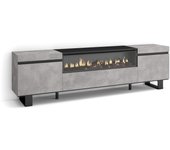 Mueble tv - televisión - muebles de salón, almacenaje - para tv hasta 80 - chimenea eléctrica - diseño industrial - estilo moderno - cemento