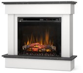 Tormes - chimenea eléctrica independiente con calefacción por suelo radiante led - 28' - blanco mate / mármol negro - 111,5 x 102 x 33,5