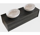 Mondiaz lush 120cm mueble de baño color antracite con 1 cajón. con lavabo doble 2 orificios color blanco brillo