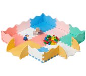 Relaxdays alfombra puzle bebé 25 piezas, colchoneta lavable juegos, suelo protección niños goma, sin tóxicos, multicolor