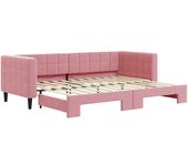 Sofá cama nido terciopelo rosa 80x200 cm
