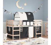 Vidaxl cama alta niños con túnel madera pino blanco negro 90x200 cm
