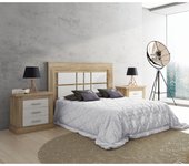 Pack cabecero nórdico de 160 x 120 cm + 2 mesitas de noche | práctico y elegante | fácil de montar, color cambria y blanco (para cama de 135-140, 150
