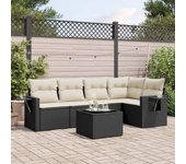 Conjunto de muebles de jardín vidaxl de 6 piezas con cojines negros de mimbre