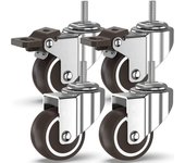 Ruedas giratorias elle-4 con vástagos roscados, ruedas para muebles, ruedas con frenos (50 mm con vástagos m10, 2 con frenos, 2 sin frenos)