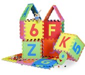Relaxdays alfombra gateo bebé con letras y números, goma eva, multicolor, 180 x 180 cm