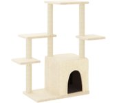 Rascador para gatos con postes de sisal color crema 97,5 cm