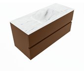 Mondiaz vica dlux 110cm mueble de baño color rust con 2 cajones. con lavabo cloud centro 1 orificio color opalo