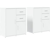 Aparador de madera de ingeniería 2 uds | aparador de comedor | armario de cocina blanco 60x31x70 cm cfw70605