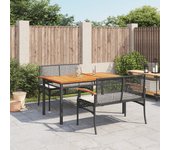 Set comedor de jardín 3 piezas | conjunto de jardín | muebles de jardín con cojines ratán sintético negro cfw435701