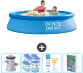 Paquete de piscina - intex - alrededor - 244x244x61 cm + accesorios cb107
