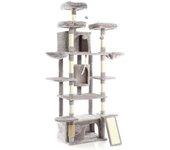 Fudajo árbol rascador gris para gatos 198cm sisal panel rascador superficies de reposo casetas
