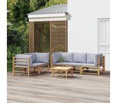 Maison exclusive - set de muebles de jardín 6 piezas bambú con cojines gris claro