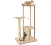 Costway torre para gatos, árbol para gatos de 4 niveles con tabla y poste rascador de sisal, percha acolchada, plataforma, juguete colgante, centro de