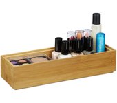 Relaxdays caja de almacenaje de bambú, apilable, diseño natural, 5 x 23 x 7,5 cm, marrón