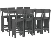 Mesa y taburetes altos jardín 9 pzas madera maciza de pino gris