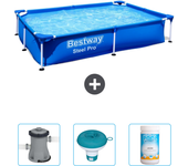 Paquete de piscina - bestway - rectángulo - 221x150x43 cm + accesorios cb41