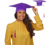 Relaxdays pack 2 birretes graduación, sombreros para graduados, con borla, para mestría, doctorado o colegio, morado