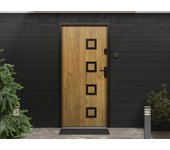 Puerta de entrada de acero con inox 207 x 100 cm efecto roble - izquierda - tifana