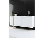 Aparador arta, bufé de salón, aparador de salón, despensa de cocina, 160x35h80 cm, blanco y oro