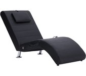 Tumbona de jardín | tumbona de exterior | silla de masaje con almohada de cuero sintético negro cfw598684