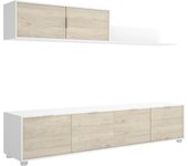 Mueble compacto tv lima blanco/natural 43x200x40 cm | mueble tv moderno