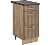 Vicco mueble bajo de cocina r-line, roble artesanal, 40 cm con cajones, et antracita