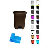 Cubo basura plástico moderno | apertura con pedal | cubo reciclar | 27 litros + bolsas (marrón - marrón)