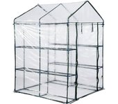 Invernadero de jardín 4 estantes 143 x 143 x h195cm cubierta de invernadero de pvc estructura de acero verduras plantas flores