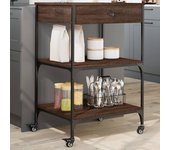 Carro de cocina roble marrón 60x48x89,5 cm de madera contrachapada