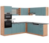 Vicco cocina esquinera r-line, roble azul-gris-dorado, 237 x 247 cm , et antracita
