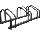 Relaxdays soporte para bicicletas de suelo triple, aparcabicicletas de acero, ruedas de hasta 60 mm de ancho, antracita