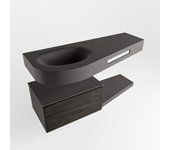 Mondiaz riva 120cm mueble bajo para con lavabo con repisa dark brown con 1 cajón. lavabo izquierda 1 orificio dark grey