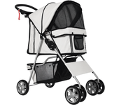 Cochecito para perro y gato pawhut acero, tela oxford gris 75x45x97 cm