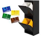 Wellhome cubo de basura y reciclaje metálico de 2 compartimentos de 17l cada uno - 34l negro con imanes