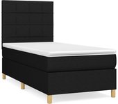 Somier de láminas con colchón negro 90x190 cm tela