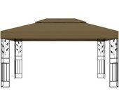Cenador con doble techo gris taupe 3x4m 180 g/m2