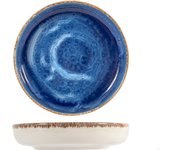 Plato llano de porcelana, blanco y azul, h&h, 19cm