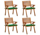 Vidaxl sillas de jardín con cojines 4 unidades madera maciza de acacia