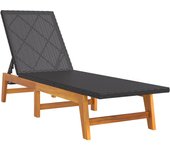 Tumbona de jardín | tumbona de exterior | silla ratán sintético y madera maciza acacia marrón y negro cfw599172