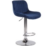 Taburete de bar lentini en terciopelo azul|cromado