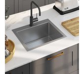 Vidaxl fregadero de cocina hecho a mano acero inoxidable