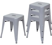 Juego de 4 taburetes hwc-a73, taburete de metal asiento taburete, metal diseño industrial apilable ~ gris