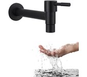 Grifo para lavadora - acero inoxidable - grifo individual de agua fría - 1 pieza - 13,5 cm - negro