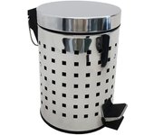 Msv cubo de basura con pedal (3 l), color plateado brillante