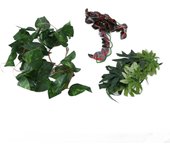 Plantas colgantes para anfibios, plantas de imitación de ratán con ventosa para decoración de terrarios d